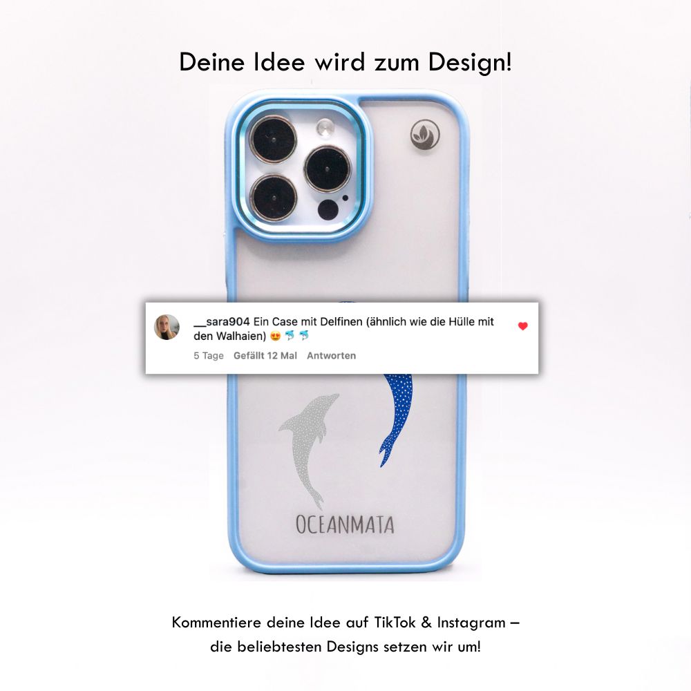 iPhone 12 pro / iPhone 12 Hülle - Delfin blau - "Dolphin Twins" - nachhaltig