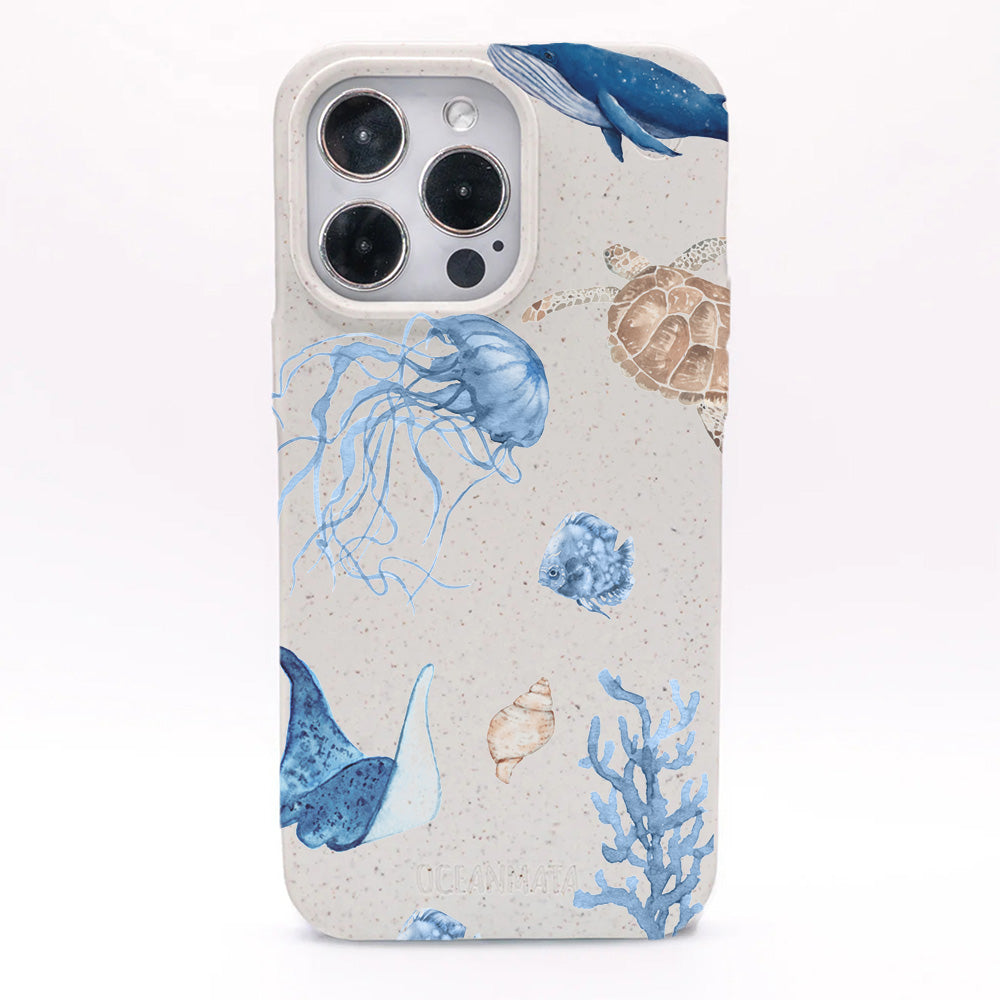 iPhone 16 pro max Hülle - weiß Schildkröte - "Sea Turtle & Friends" - nachhaltig