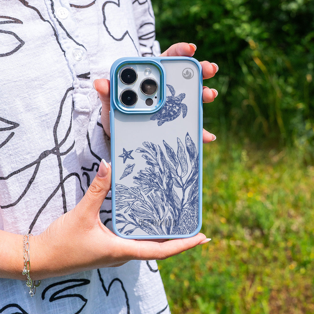 iPhone 15 pro Hülle - Schildkröten blau - "Silent Wave" - nachhaltig
