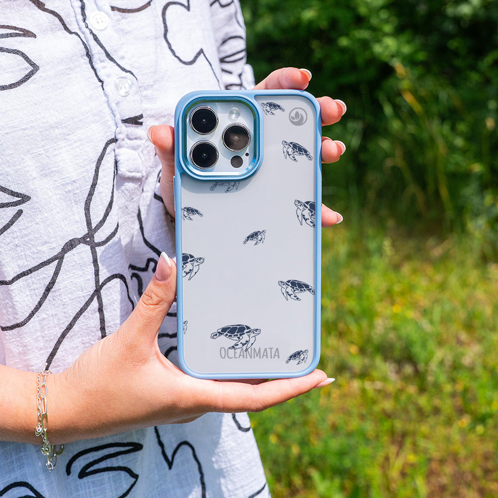 iPhone 14 pro Hülle - Schildkröten blau - "Turtlino" - nachhaltig
