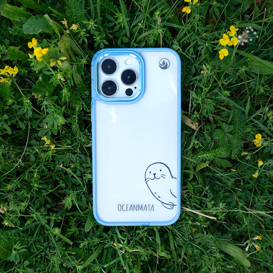 iPhone 15 Hülle - Robbe blau - "Robby" - nachhaltig