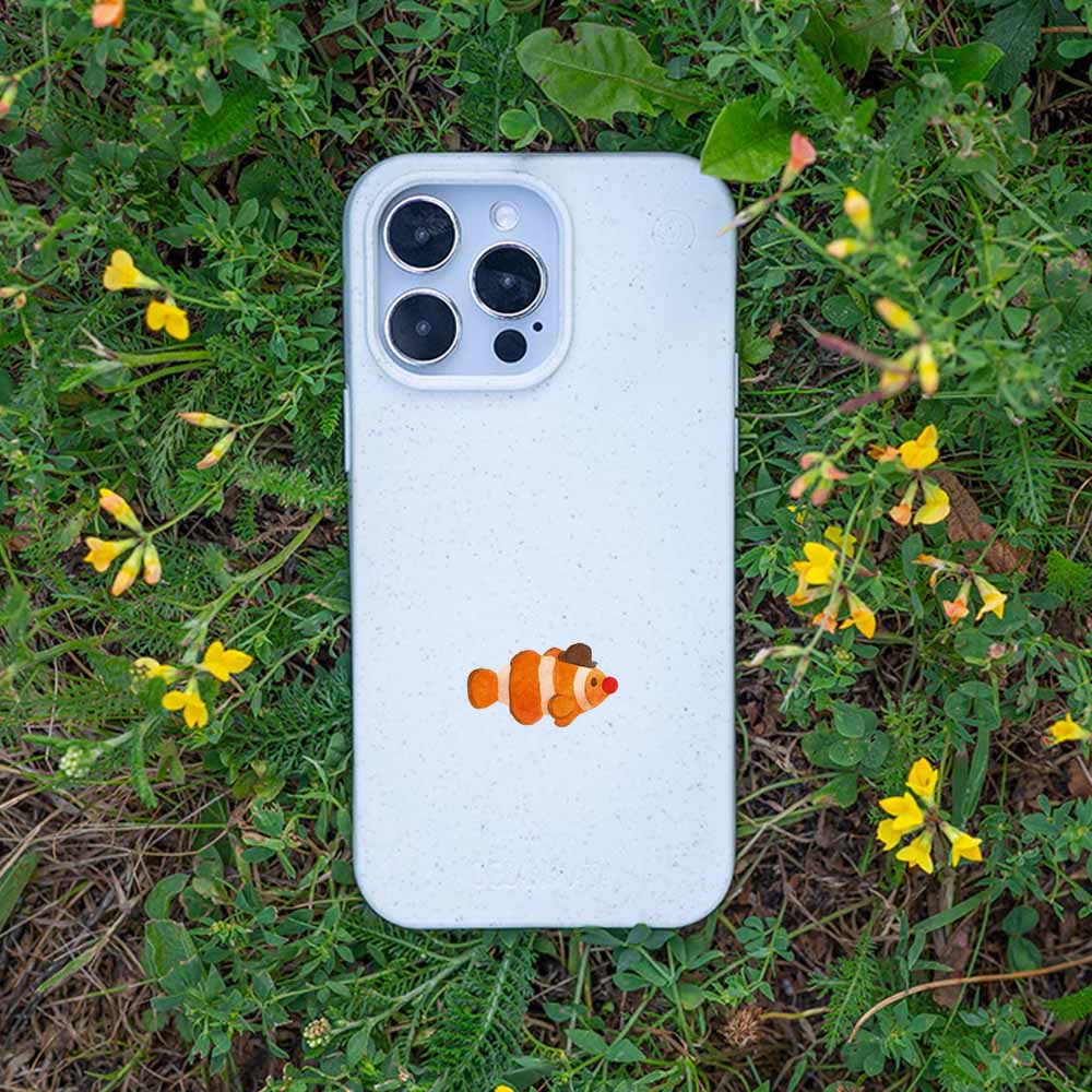 iPhone 14 Hülle - Clownfisch weiß - "Mr.Clown-Fish" - nachhaltig