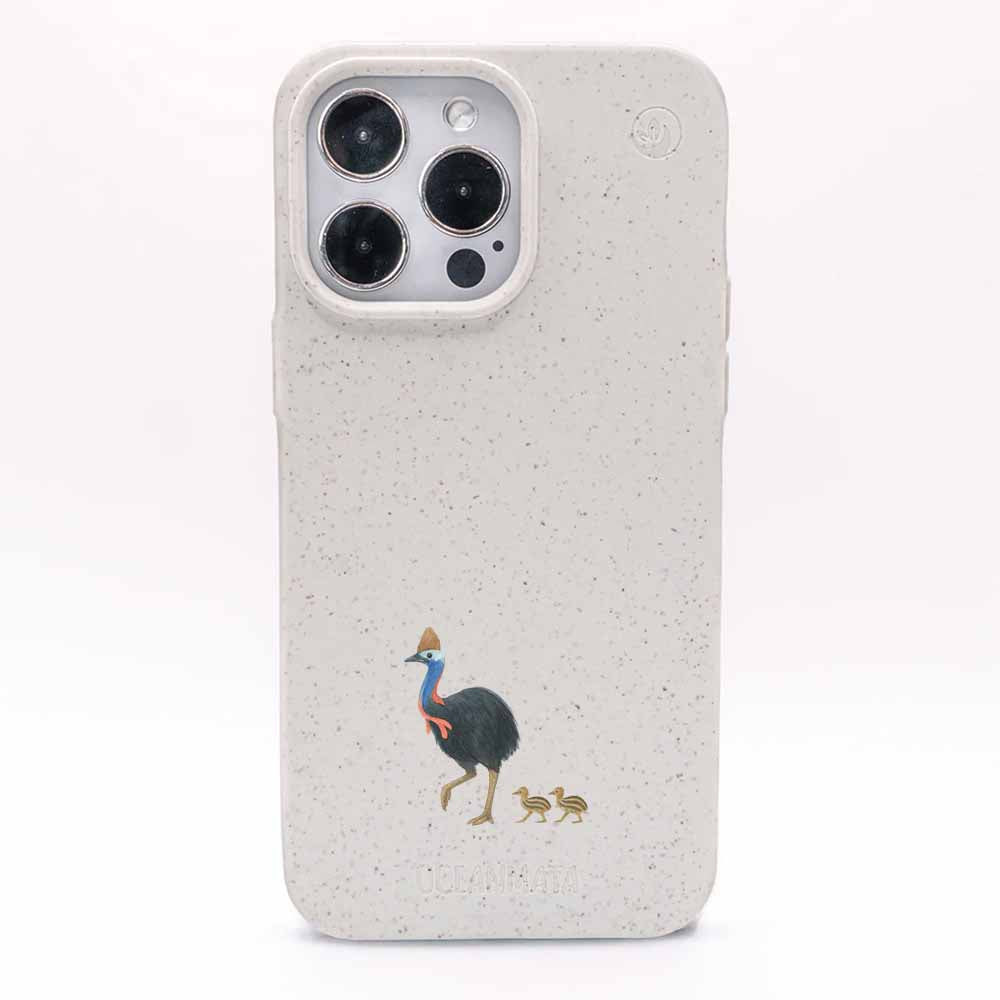 iPhone 17 pro Hülle - Cassowary weiß - "CassowaryStroll" - nachhaltig