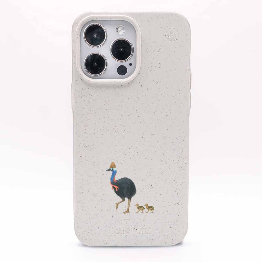 iPhone 17 pro max Hülle - Cassowary weiß - "CassowaryStroll" - nachhaltig