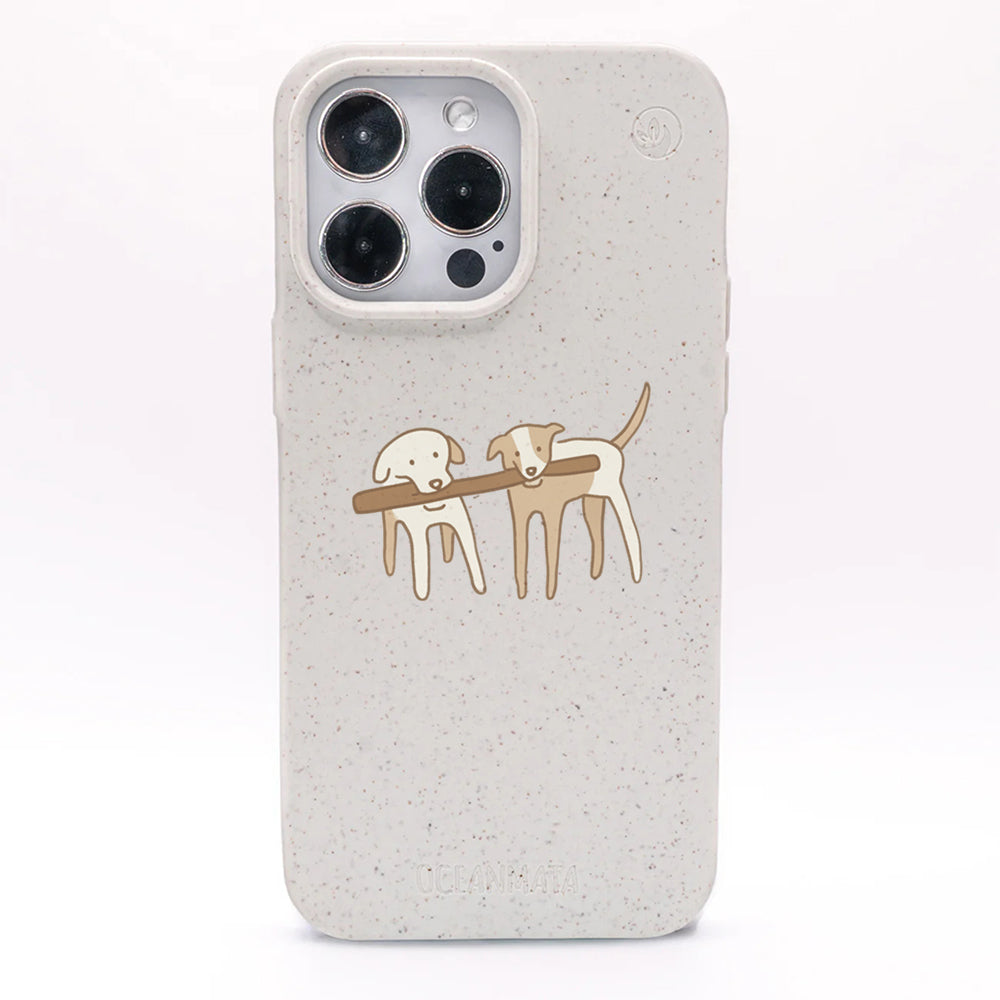 iPhone 12 pro / iPhone 12 Hülle - Hunde weiß - "Wuff" - nachhaltig