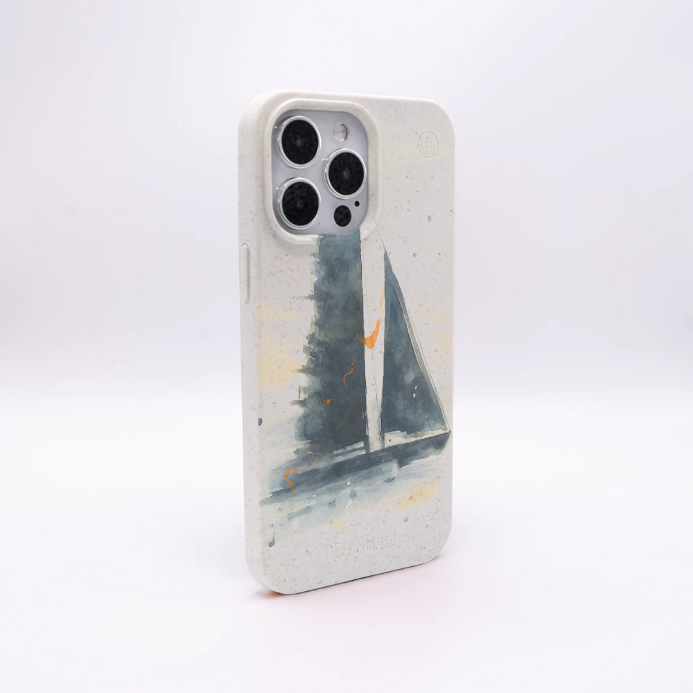 iPhone 14 pro Hülle - Segeln weiß - "Golden Horizon" - nachhaltig