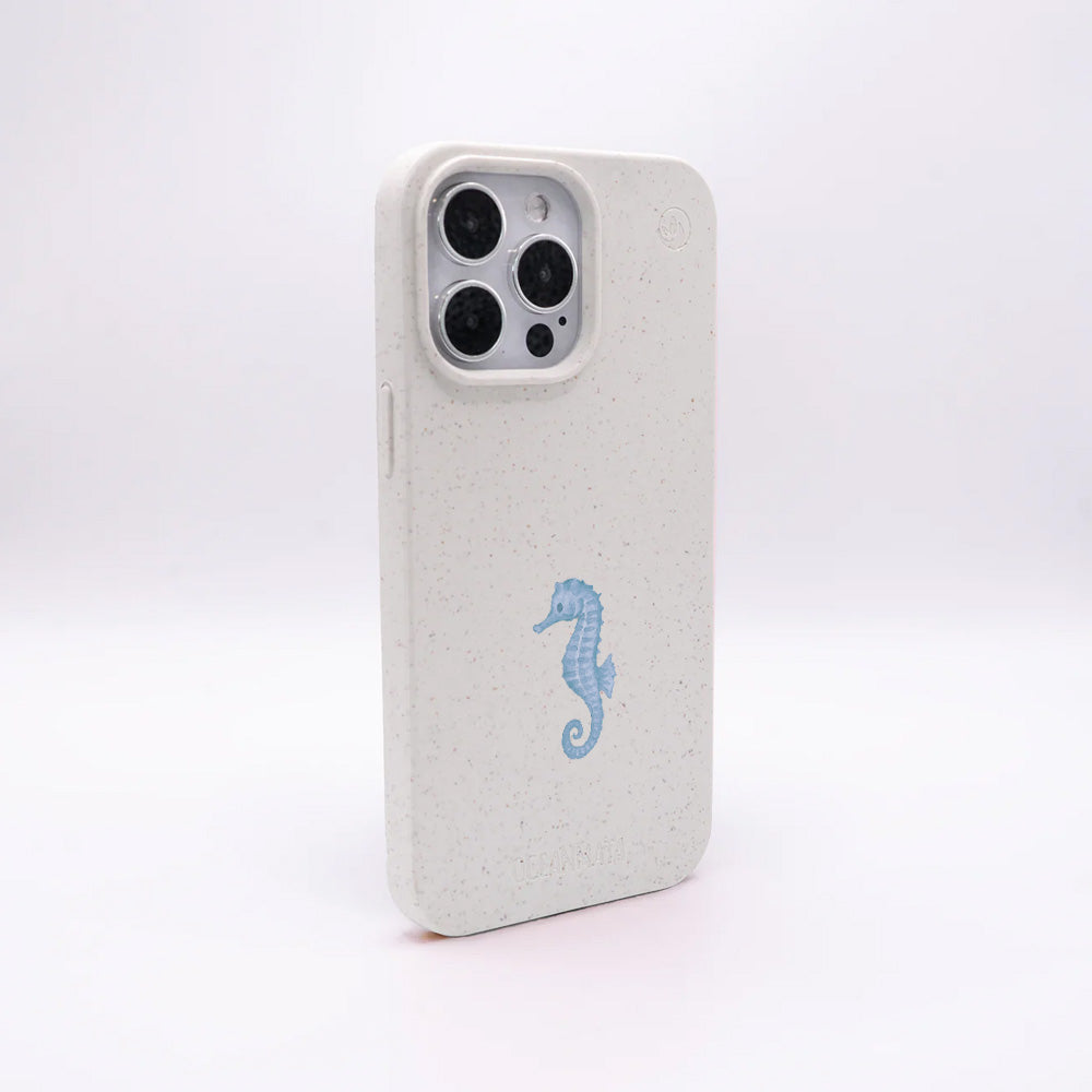 iPhone 16e/17e Hülle - Seepferdchen weiß - "SeahorseTale" - nachhaltig