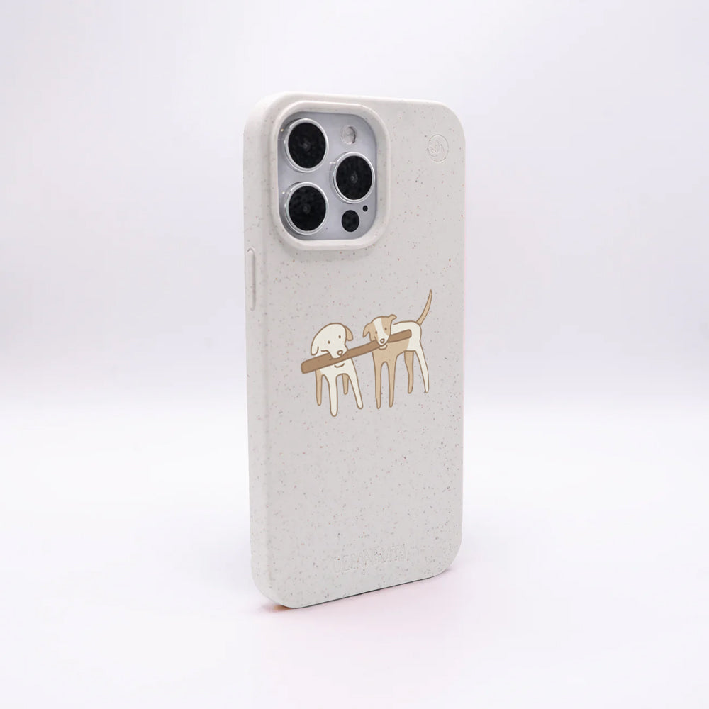 iPhone 16 pro Hülle - Hunde weiß - "Wuff" - nachhaltig