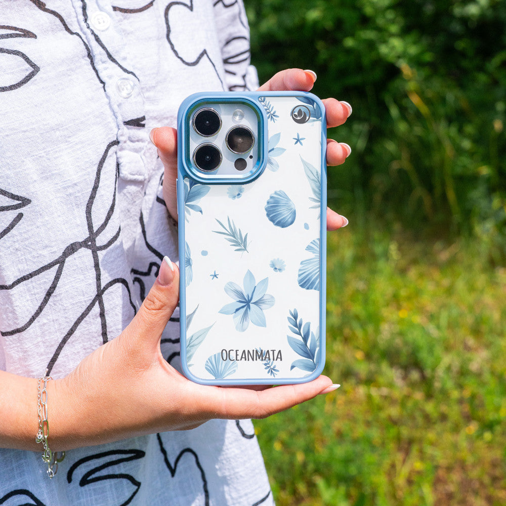 iPhone 13 pro Hülle - Blumen blau - "Flowers & Shells" - nachhaltig – Ansicht 3