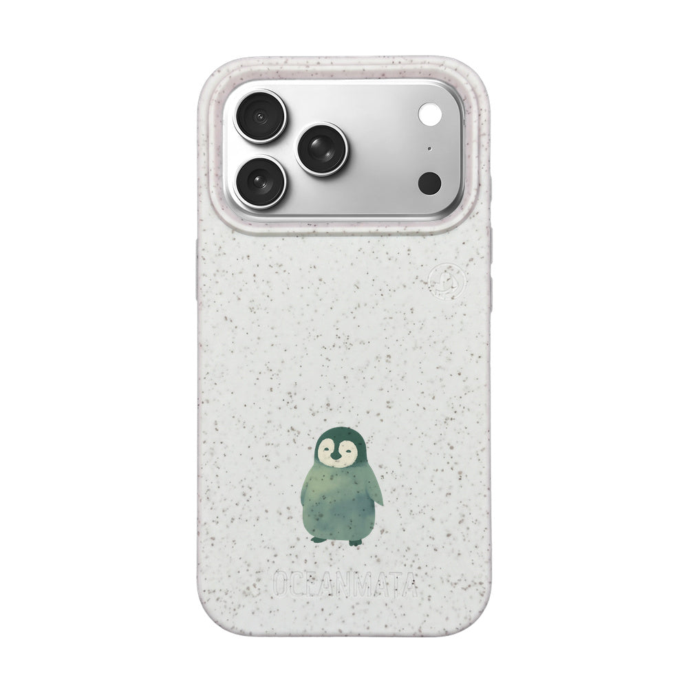 iPhone 18 Pro / 17 Pro Hülle - Pinguin weiß - "HappyPinguin" - nachhaltig