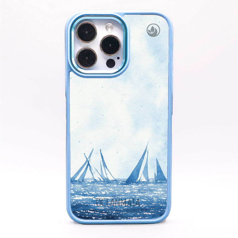 iPhone 12 pro / iPhone 12 Hülle - segeln blau - "BlueHorizon" - nachhaltig