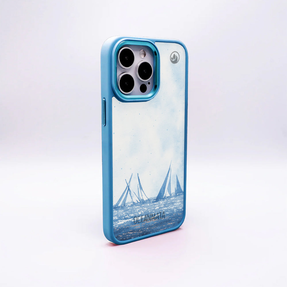 iPhone 12 pro / iPhone 12 Hülle - segeln blau - "BlueHorizon" - nachhaltig