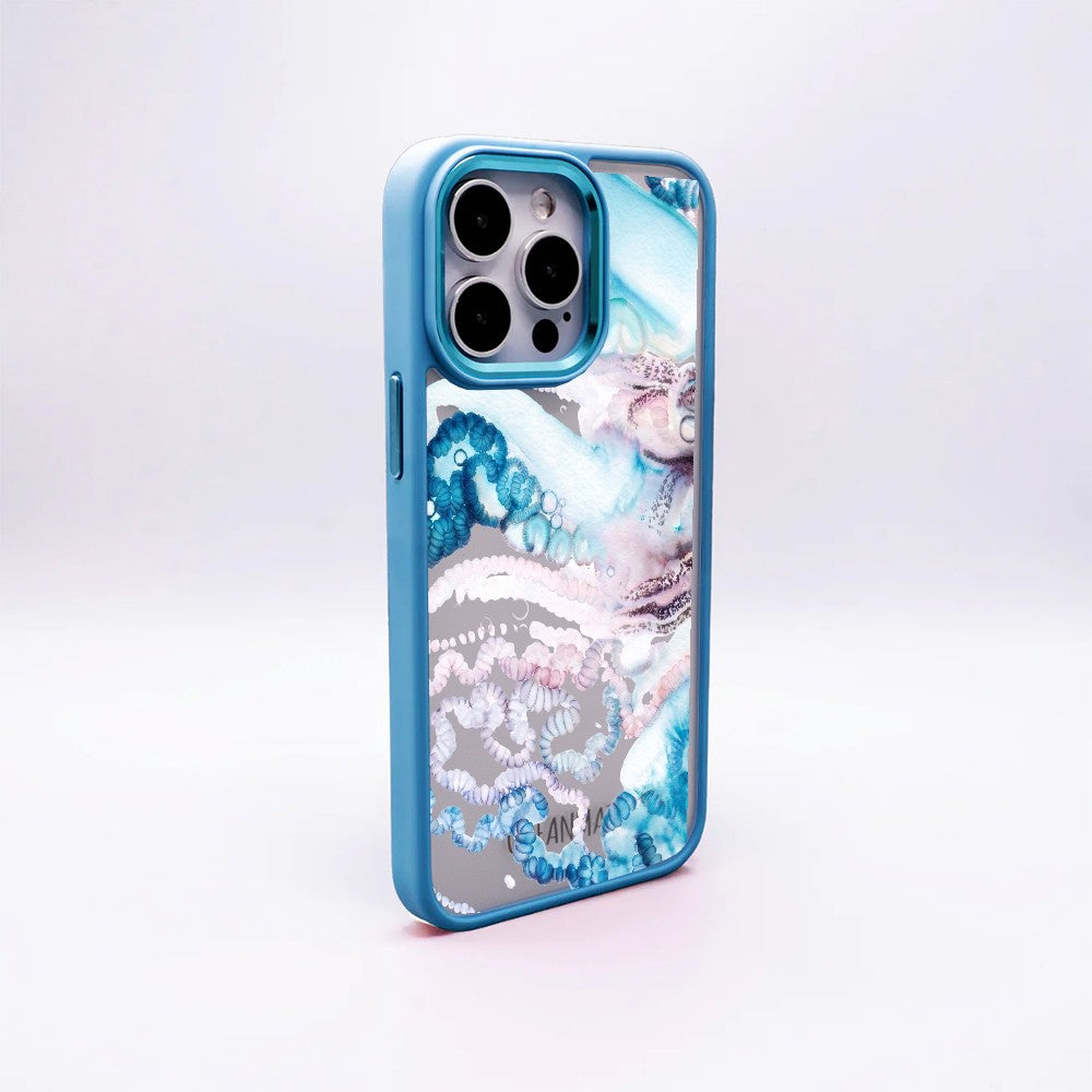 iPhone 16 pro max Hülle - Qualle blau - "Men o' War" - nachhaltig