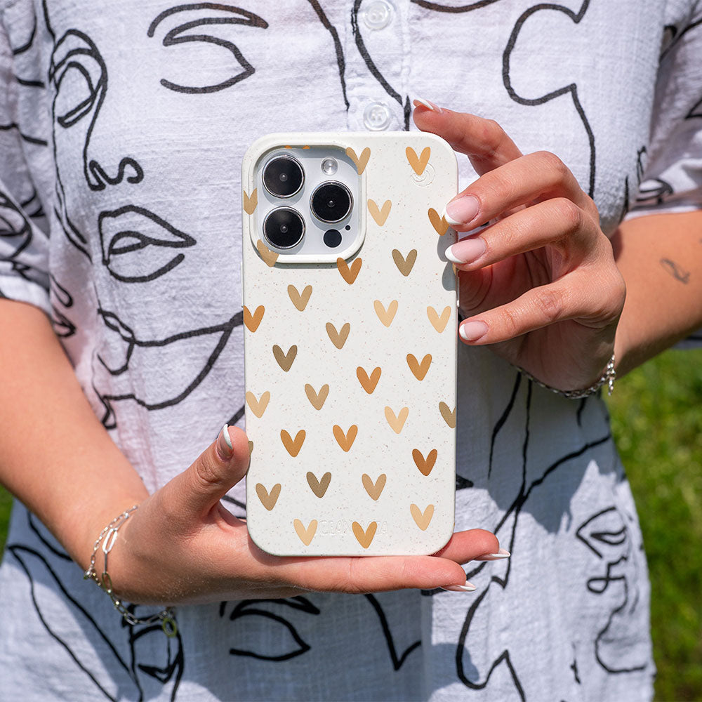 iPhone 16 pro max Hülle - Herz weiß - "AutumnLove" - nachhaltig