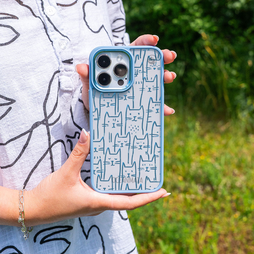 iPhone 16 pro max Hülle - Katzen blau - "miau" - nachhaltig