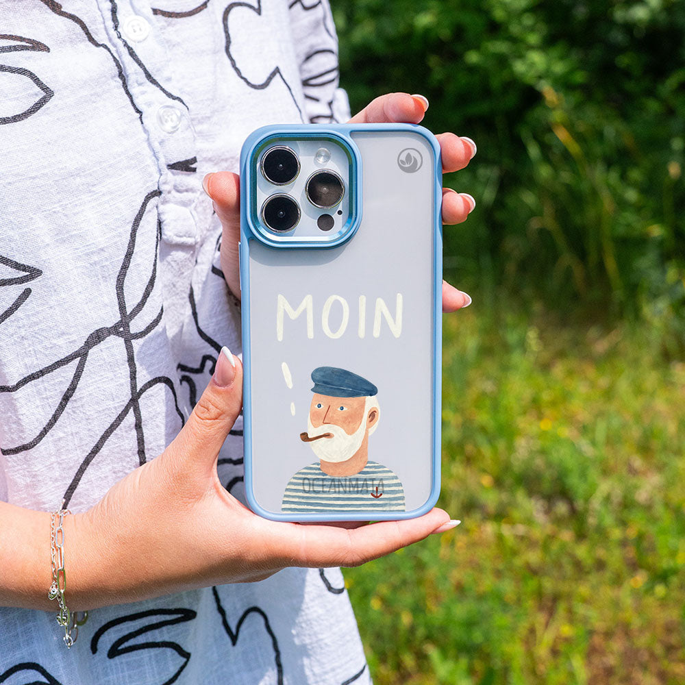 iPhone 15 Hülle - Moin blau - "Ostfriese" - nachhaltig
