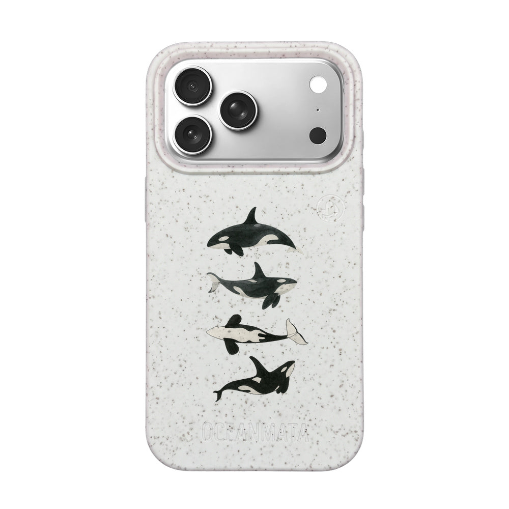 iPhone 18 Pro Max / 17 Pro Max Hülle - Orca weiß - "OrcaFamily" - nachhaltig