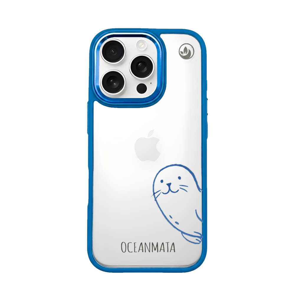 iPhone 16 pro max Hülle - Robbe blau - "Robby" - nachhaltig
