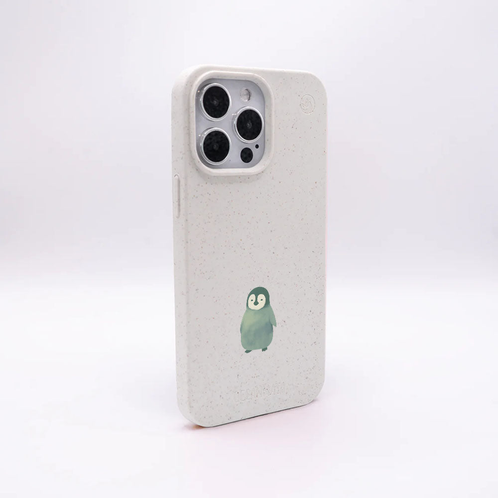 iPhone 15 pro Hülle - Pinguin weiß - "HappyPinguin" - nachhaltig