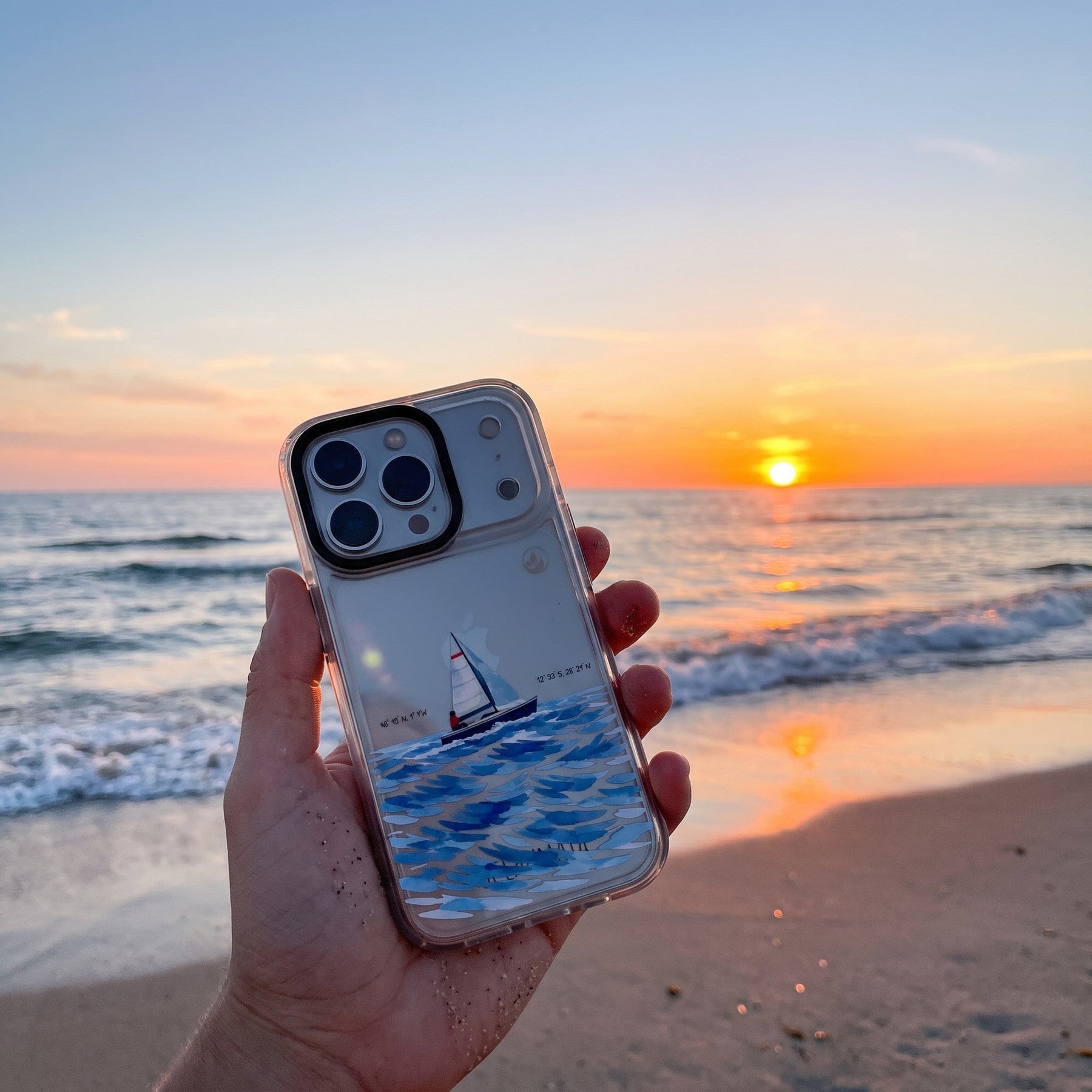 Nachhaltige Handyhülle iPhone SE/7/8 Towardsthehorizon aus Ocean Plastic — in der Hand