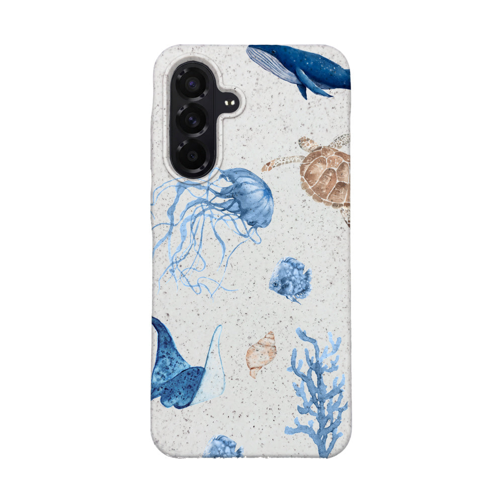 Samsung A56 Hülle - weiß Schildkröte - "Sea Turtle & Friends" - nachhaltig