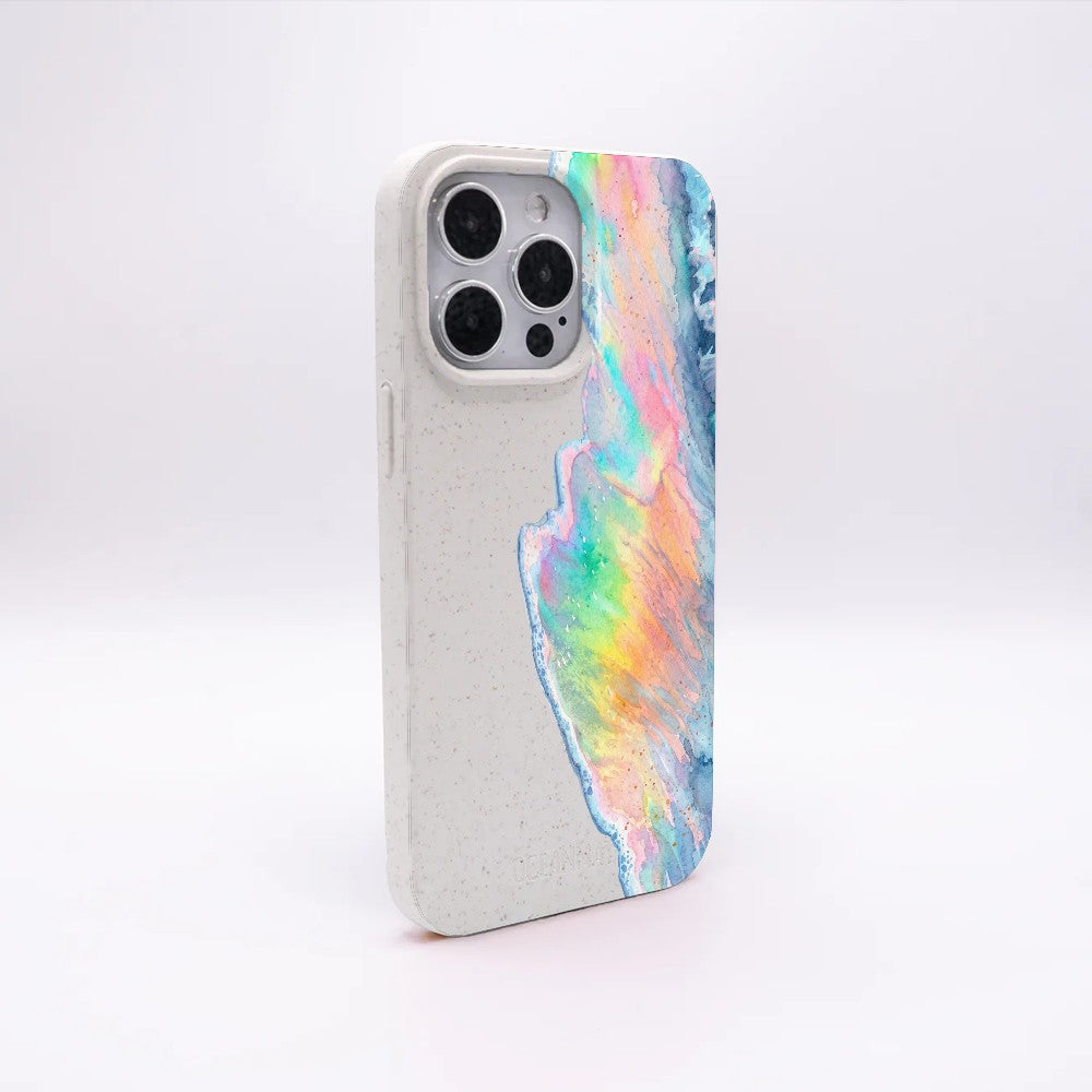 iPhone 17 Hülle - Regenbogen Welle weiß - "WaveOfPride" - nachhaltig