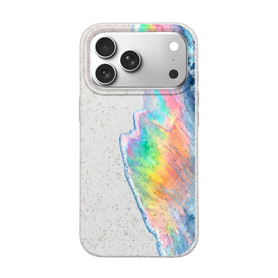 iPhone 18 Pro Max / 17 Pro Max Hülle - Regenbogen Welle weiß - "WaveOfPride" - nachhaltig