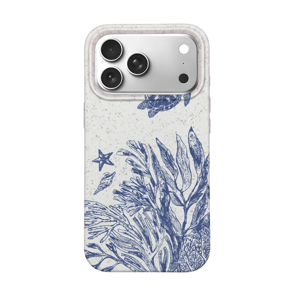 iPhone 18 Pro / 17 Pro Hülle - Schildkröten weiß - "White Silent Waves" - nachhaltig