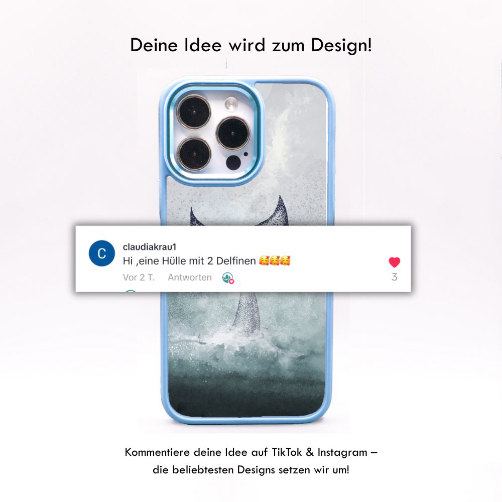 iPhone 16e Hülle - Delfin blau - "Dolphin" - nachhaltig