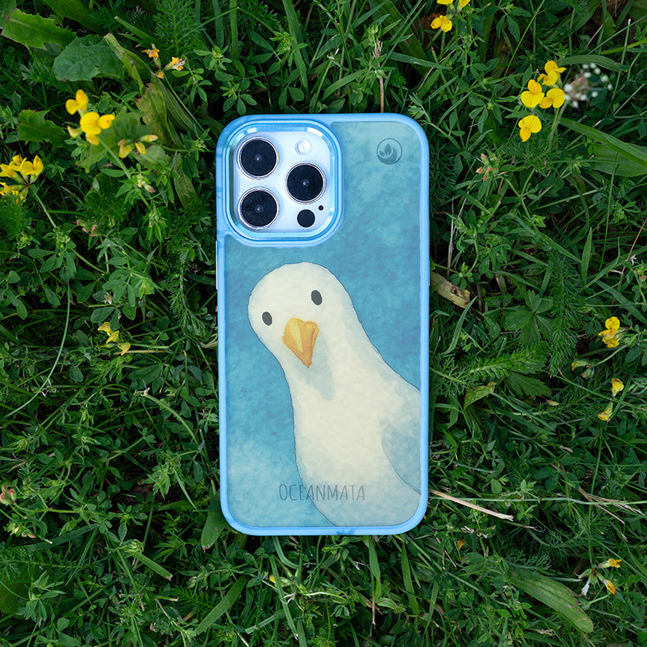 iPhone 15 pro Hülle - Möwe blau - "Seagull" - nachhaltig