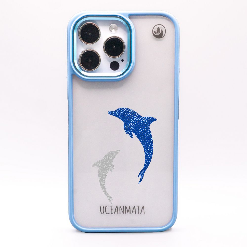 iPhone 14 pro max Hülle - Delfin blau - "Dolphin Twins" - nachhaltig