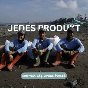 <b>1kg weniger Ocean Plastic dank dir</b> <br> Mit jedem Produkt sammeln wir 1kg Ocean Plastic auf der Insel Bali