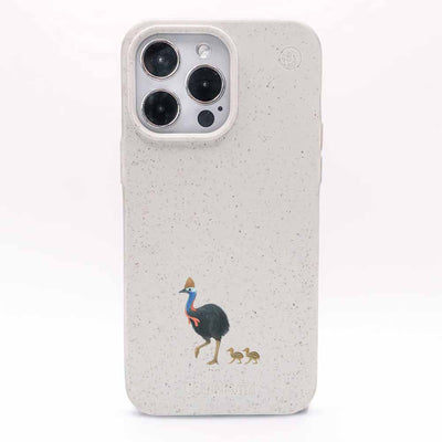 iPhone 12 pro / iPhone 12 Hülle - Cassowary weiß - "CassowaryStroll" - nachhaltig
