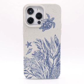 iPhone 12 mini Hülle - Schildkröten weiß - "White Silent Waves" - nachhaltig