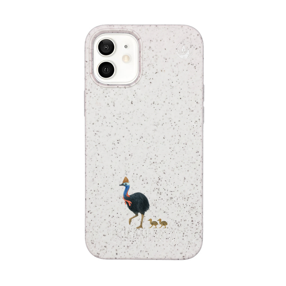 iPhone 12 mini Hülle - Cassowary weiß - "CassowaryStroll" - nachhaltig