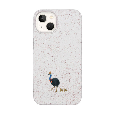 iPhone 13 Hülle - Cassowary weiß - "CassowaryStroll" - nachhaltig