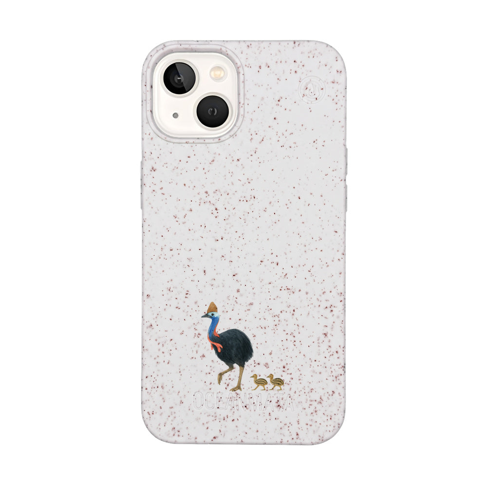 iPhone 13 Hülle - Cassowary weiß - "CassowaryStroll" - nachhaltig