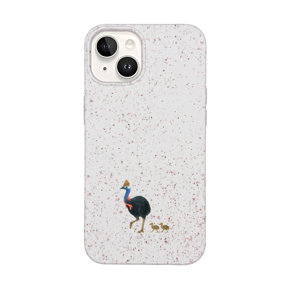 iPhone 14 Hülle - Cassowary weiß - "CassowaryStroll" - nachhaltig