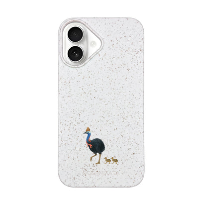 iPhone 16 Hülle - Cassowary weiß - "CassowaryStroll" - nachhaltig