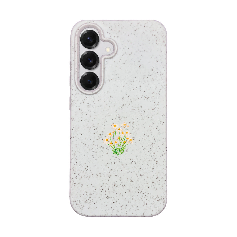 Biologisch abbaubare Handyhülle Samsung S25 Daisy — kompostierbar — Vorderseite