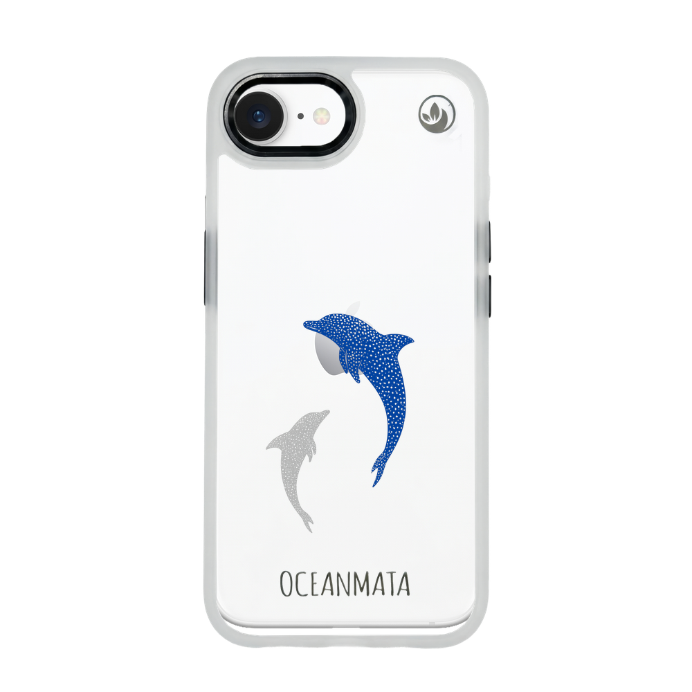 iPhone 16e/17e Hülle - Delfin blau - "Dolphin Twins" - nachhaltig