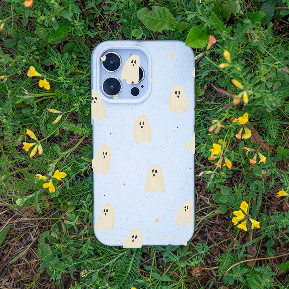 iPhone 15 pro Hülle - Geist weiß - "LittleGhost" - nachhaltig