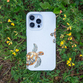 iPhone 12 mini Hülle - Schildkröte weiß - "TurtleGaze" - nachhaltig