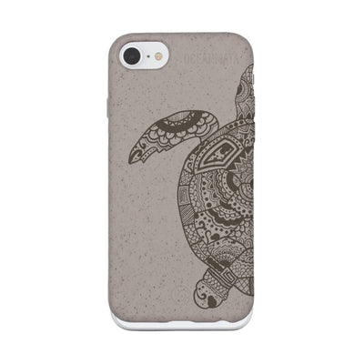 iPhone SE/7/8 Hülle - beige - "GREEN TURTLE" - nachhaltig