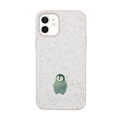 iPhone 12 mini Hülle - Pinguin weiß - "HappyPinguin" - nachhaltig