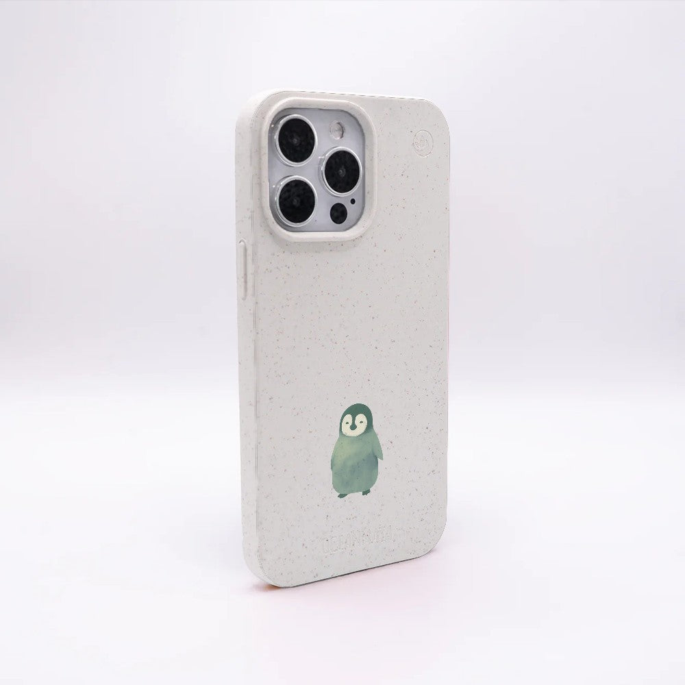 iPhone 18 Pro / 17 Pro Hülle - Pinguin weiß - "HappyPinguin" - nachhaltig