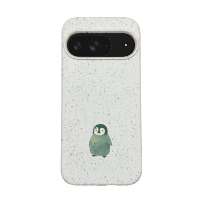Google Pixel 9 / 9 Pro Hülle - Pinguin weiß - "HappyPinguin" - nachhaltig