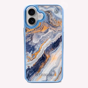 iPhone 16 Hülle - marmor blau - "BlueMarble" - nachhaltig