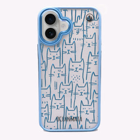 iPhone 16 Hülle - Katzen blau - "miau" - nachhaltig