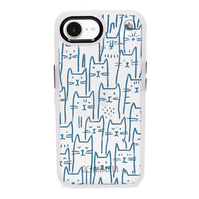 iPhone 16e Hülle - Katzen blau - "miau" - nachhaltig